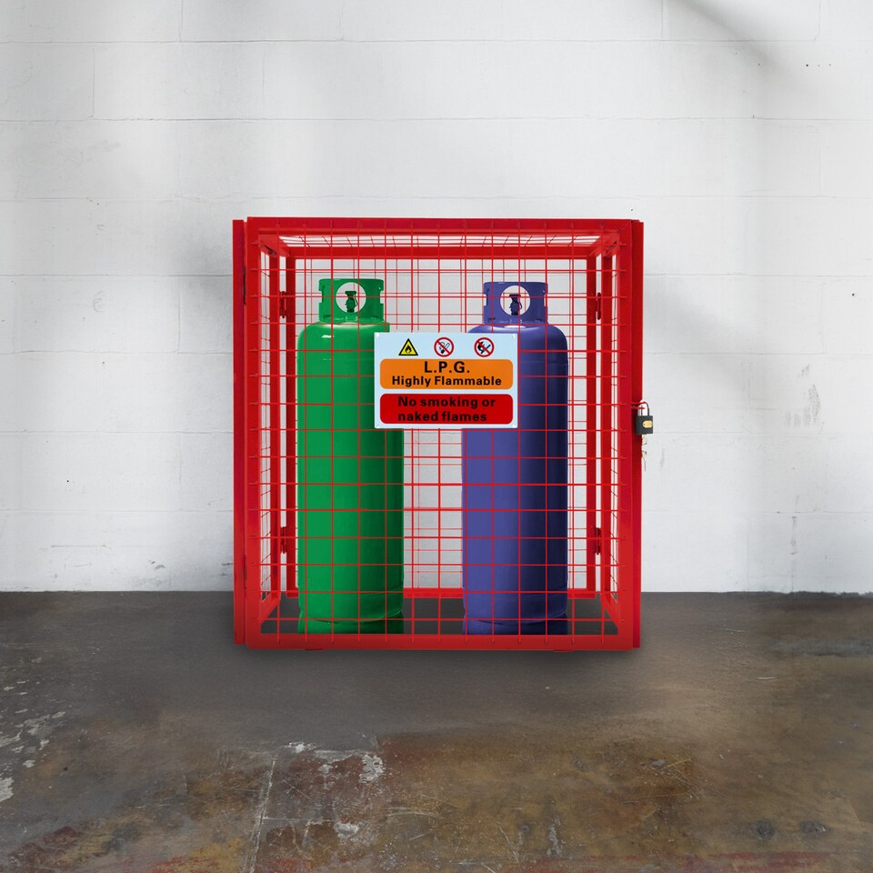 image 1 of Red Gas Bottle Collapsible Mesh Cage - 90cm x 80cm x 43cm