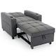 image 3 of Hudson 1-Seater Sofa Bed Linen Fabric with Cup Holders (Grey)