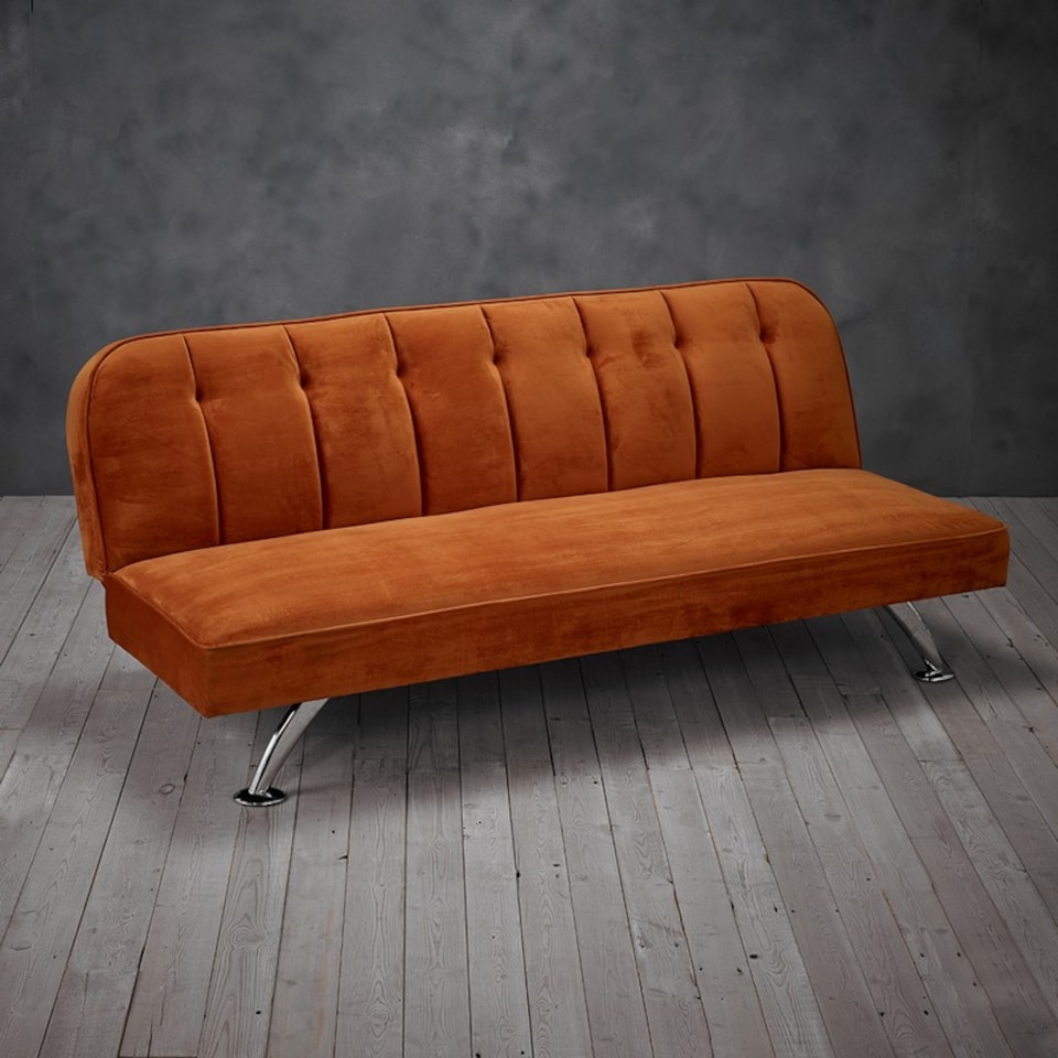 image 1 of Brighton Sofa Bed - Velvet - L85 x W180 x H76 cm - Orange