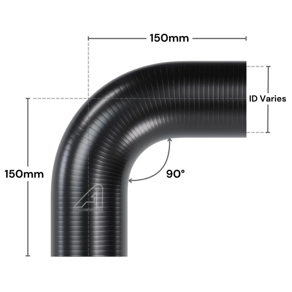 image 1 of Auto Silicone Hoses 90 Degree Silicone Elbow Hose 11mm Black - High Temp Reinforced Bend Coupler for Turbo Intercooler Coolant Radiator Water Air