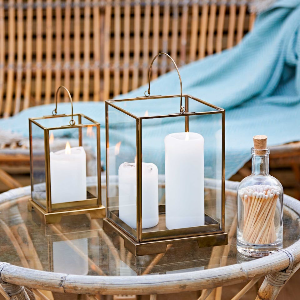 image 1 of Antique Brass Candle Lantern