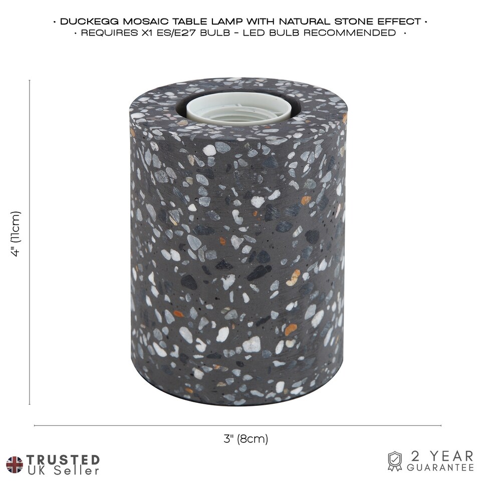 image 1 of Modern Black Mosaic Concrete Table Lamp for Vintage Industrial Style Light Bulbs | Black