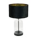 image 1 of ValueLights Jessy Glass Black Table Lamp Black Velvet Gold Inner Shade | Clear