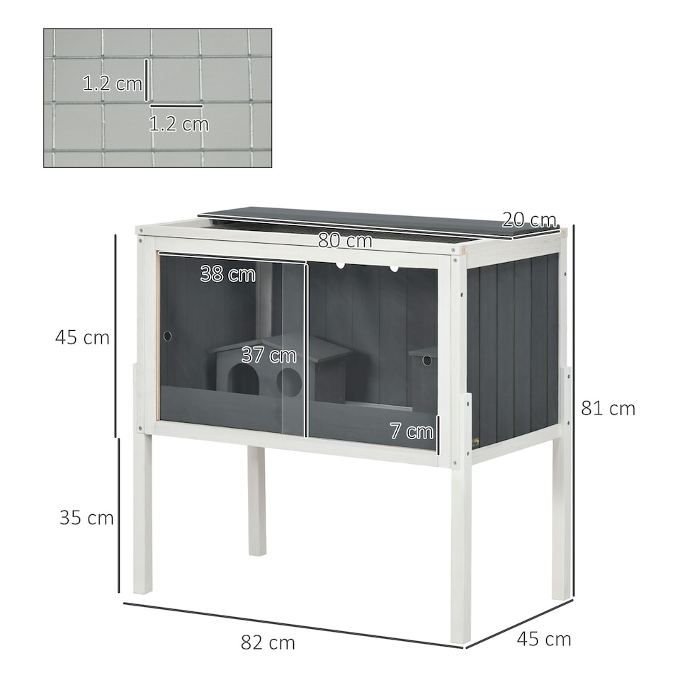 image 1 of PawHut Wooden Hamster Cage for Dwarf Hamsters, Gerbils, Rutin Chicken w/ Shelf
