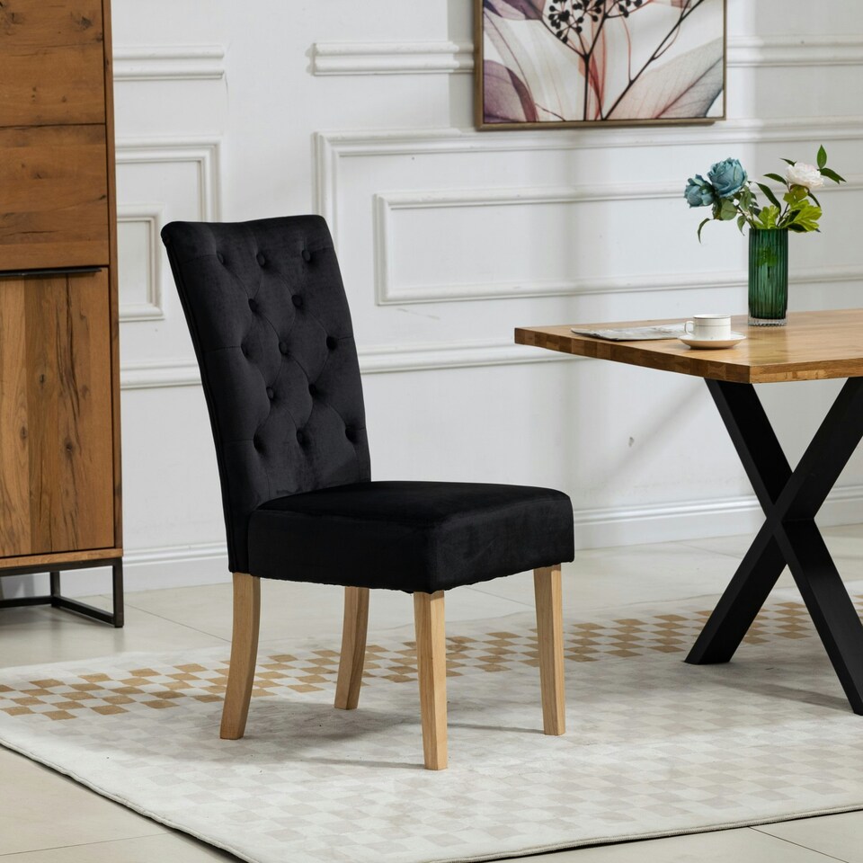 image 1 of Pienza Velvet Dining Chairs - Set of 2 - Black