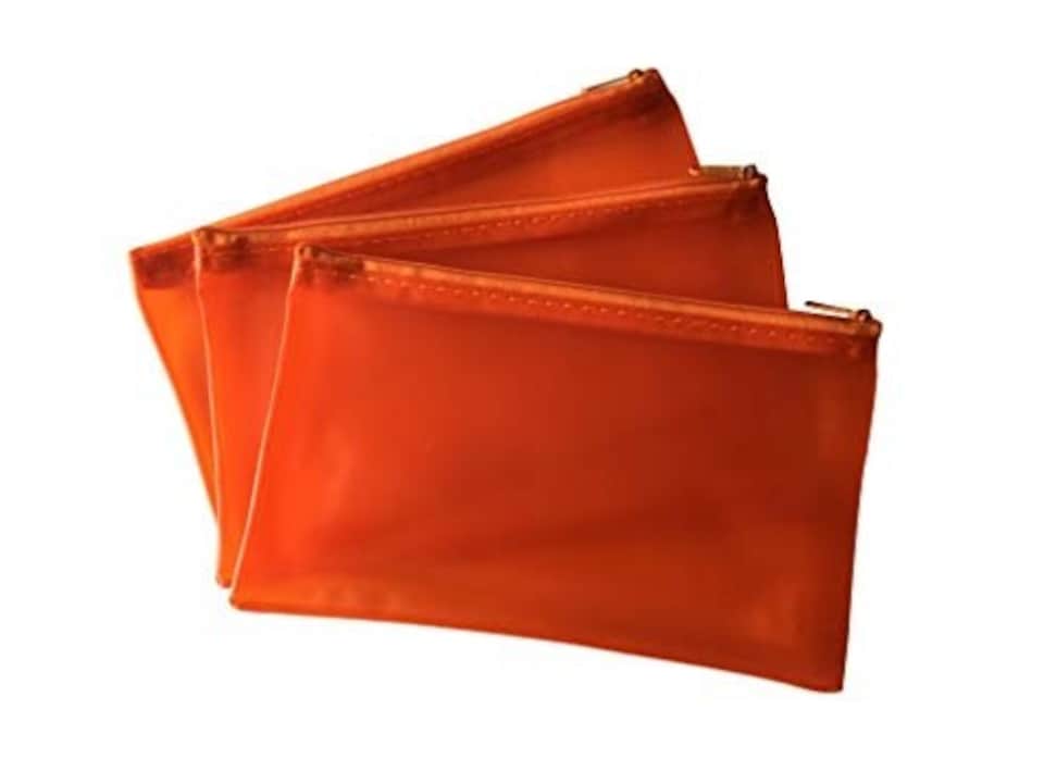 image 1 of 8x5" Frosted Orange Pencil Case - See Through Exam Clear Translucent