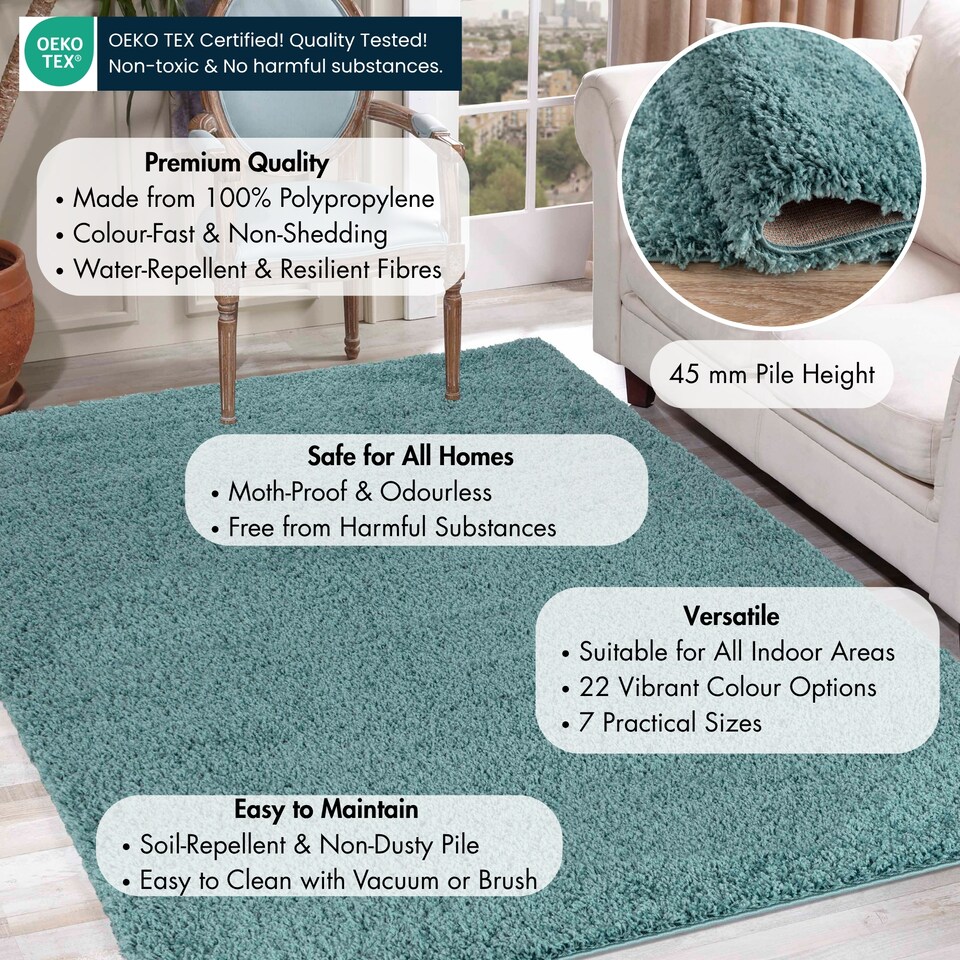 image 1 of Desire Rugs Plain Living Room Fluffy Shaggy Area Rugs