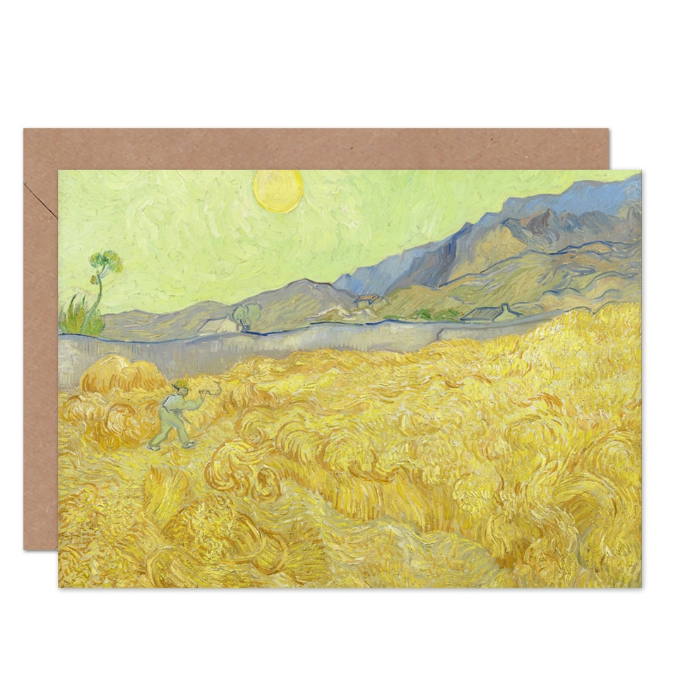 image 1 of Vincent Van Gogh Wheatfield With A Reaper Fine Art Art Card