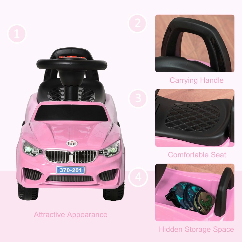 image 1 of HOMCOM Ride on Car Baby Toddler Walker Foot to Floor Sliding Car Slider Pink