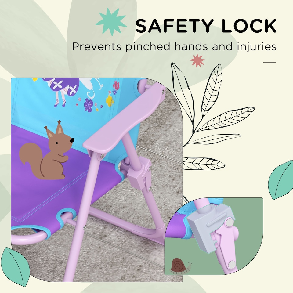 image 1 of Outsunny Kids Bistro Table and Chair Set w Fairy Theme, Adjustable Parasol