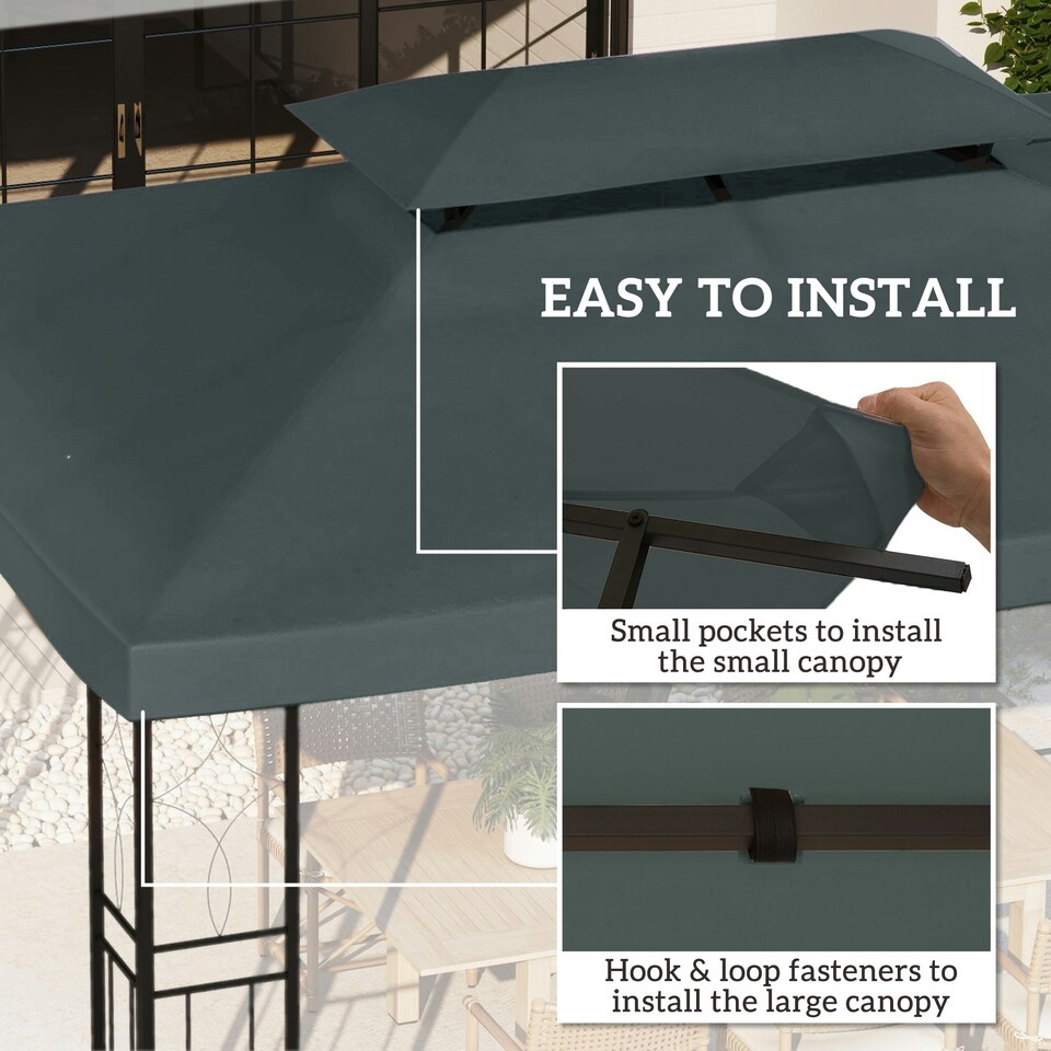 image 1 of Outsunny 3x4m Gazebo Replacement Roof Canopy 2 Tier Top UV Cover Patio Cream