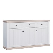 Pontypool 3 Drawer & 3 Door Sideboard in White and Riva Oak