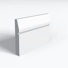 Pack of 10 (Total 10 Units) - MDF Primed Splay & 1 Square Groove Skirting Board & Rebate - 15mm (T) x 144mm (H) x 3050mm (L)