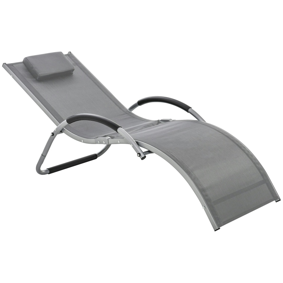 image 1 of Outsunny Sun Lounge Recliner Lounge Chair Design Ergonomic w/ Pillow Dark Grey
