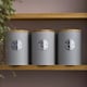 image 3 of Cooks Professional 5 Piece Ribbed Tea, Coffee, Sugar, Biscuit & Bread Cannisters with Bamboo Lids | Stainless Steel Kitchen Storage Bins | Grey & Silver