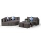 image 8 of Santorini L Shape Modular 5 Seat Rattan Corner Sofa Set With Daybed Ottoman, Large Coffee Table & 2 Stools Grey | Grey
