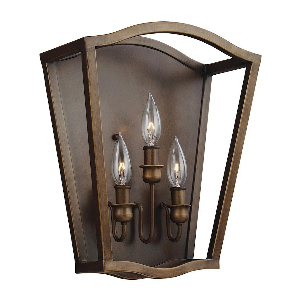 image 1 of Yarmouth 3 Light Wall Light, Painted Aged Brass