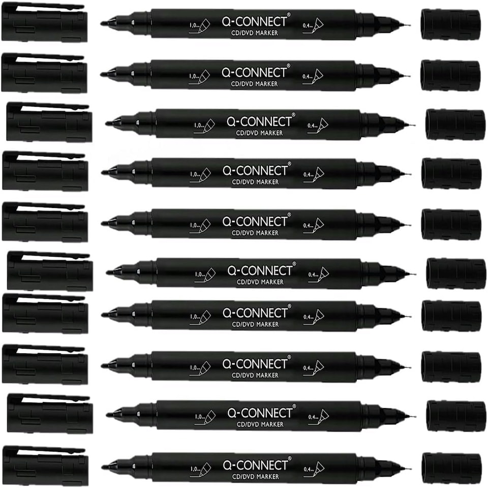 image 1 of Pack of 10 Dual Tip Black Marker Pens