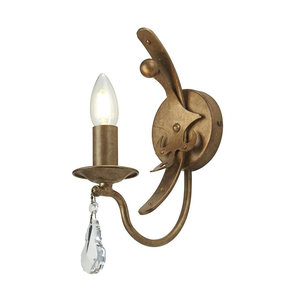 Windsor 1 Light Candle Wall Light - Gold Patina, E14