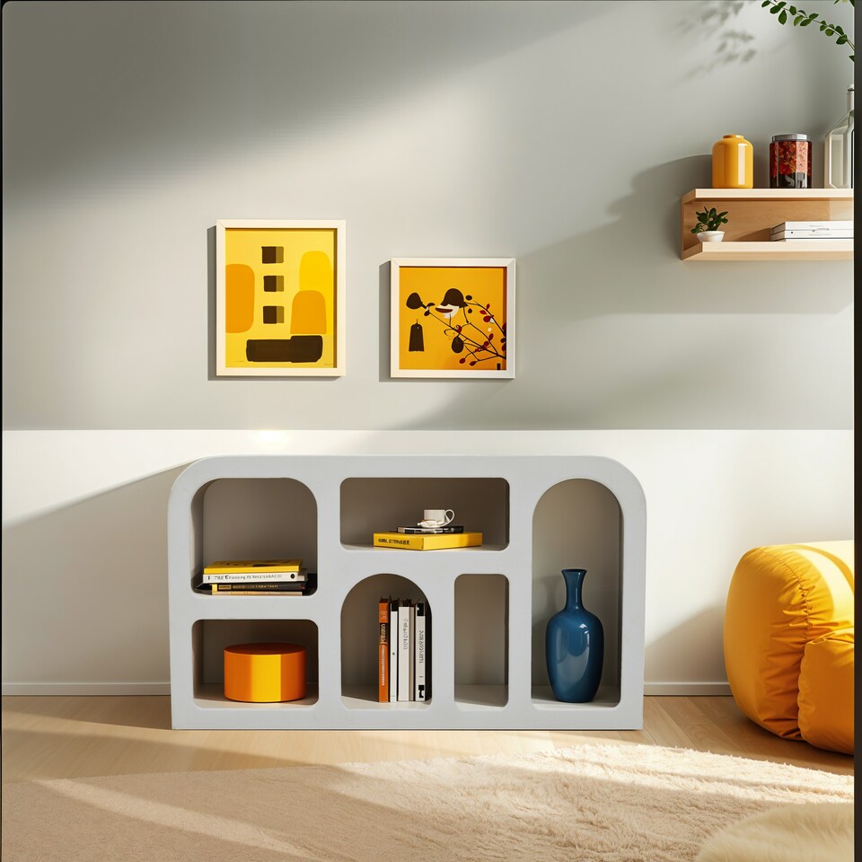 image 1 of Udaipur Wood Medium Sideboard / Display Cabinet / Bookshelf White