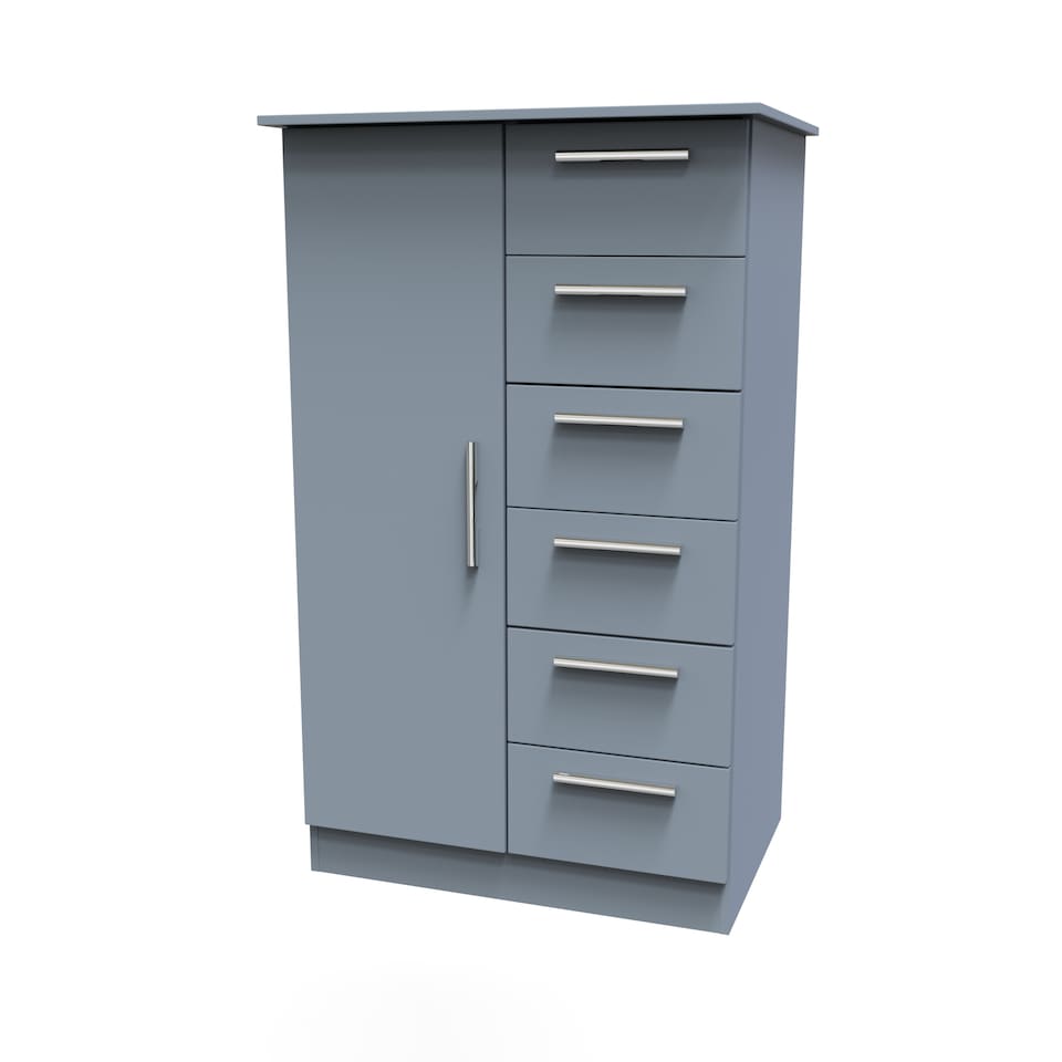 image 1 of Trent 5 Drawer 1 Door Childrens Wardrobe in Denim Blue (Ready Assembled) | Blue | Denim Blue