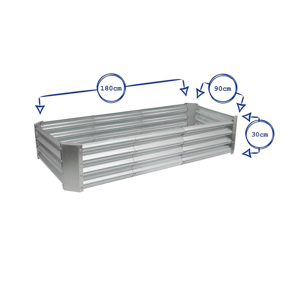 image 1 of Harbour Housewares Rectangle Galvanised Steel Raised Garden Beds - 180cm x 90cm - Ivory - Pack of 2