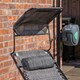 image 5 of Pack of 2 Multi Position Garden Gravity Relaxer Chair Sun Loungers with Sun Canopy in Grey | Grey | Grey