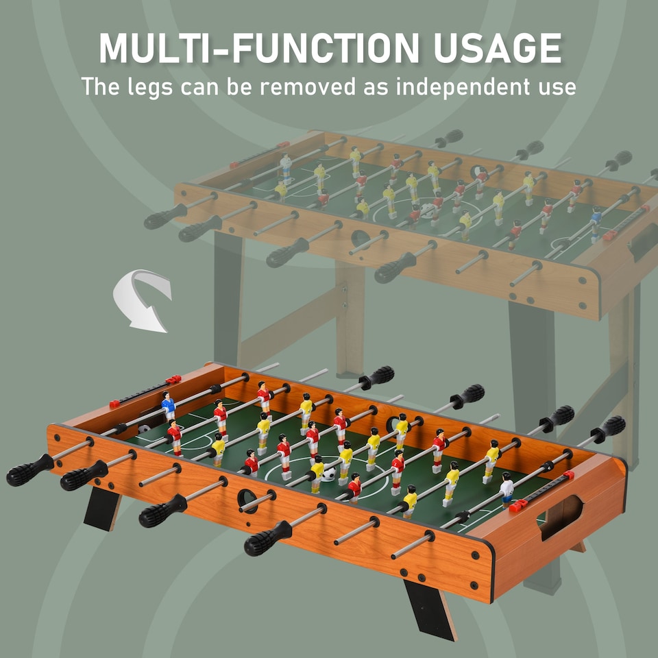 image 1 of HOMCOM Wooden Soccer Football Table 84.5cm Arcades Game Room Bar, 2 Foosballs