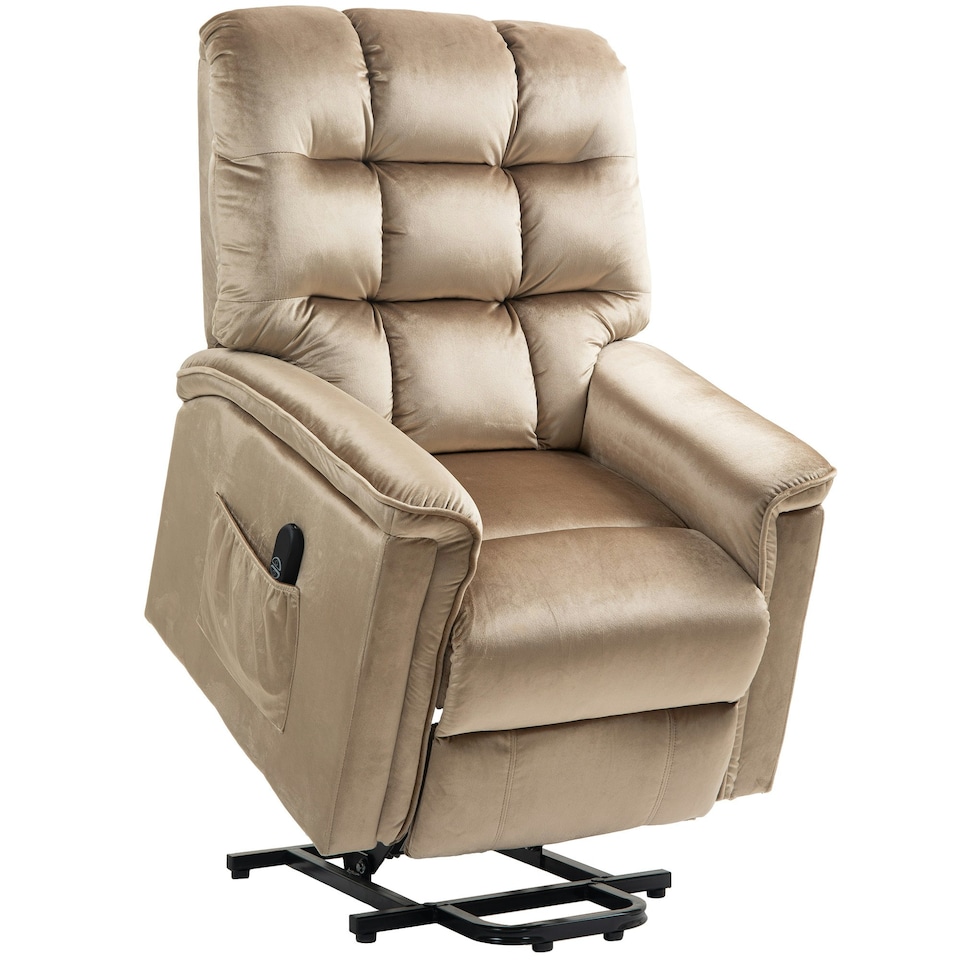 image 1 of HOMCOM Power Lift Recliner Chair for Elderly w/ Remote Control, Champagne Cream | Champagne