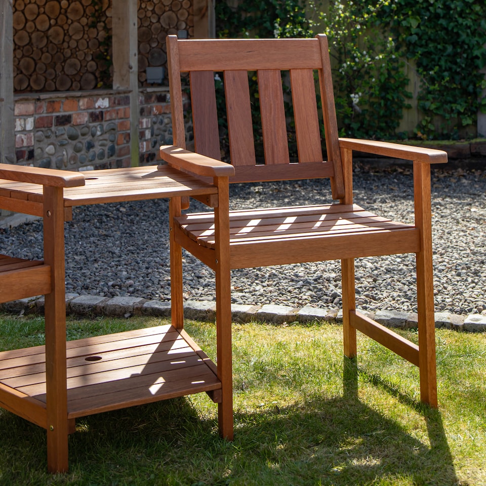 image 1 of Rydal 2 Seater Wooden Garden Patio Love Seat and Table Set