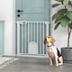 image 2 of PawHut 75-82 cm Pet Safety Gate Pressure Fit Stair w/ Small Door Double Locking