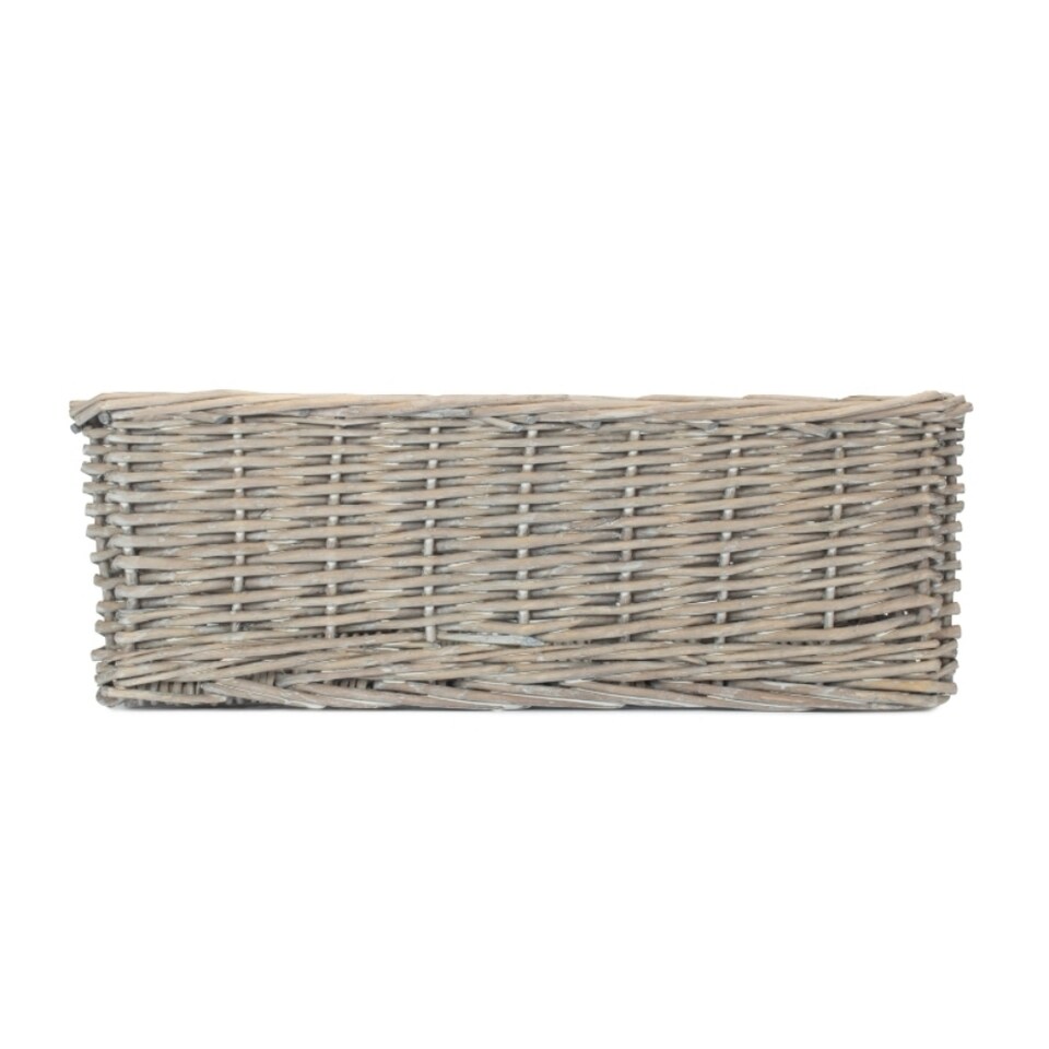 image 1 of Medium Wicker Grey Wash Storage Tray | Grey | Grey Wash
