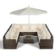 image 6 of Havana 10 Seat Rattan Sofa Conversation Set with Ice Bucket Coffee Table Brown | Ivory