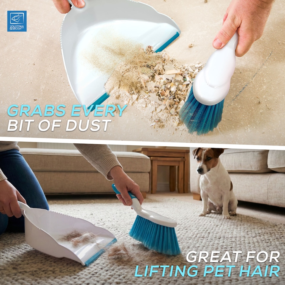 image 1 of Durable Bristles and Easy Sweep Dustpan and Brush Set