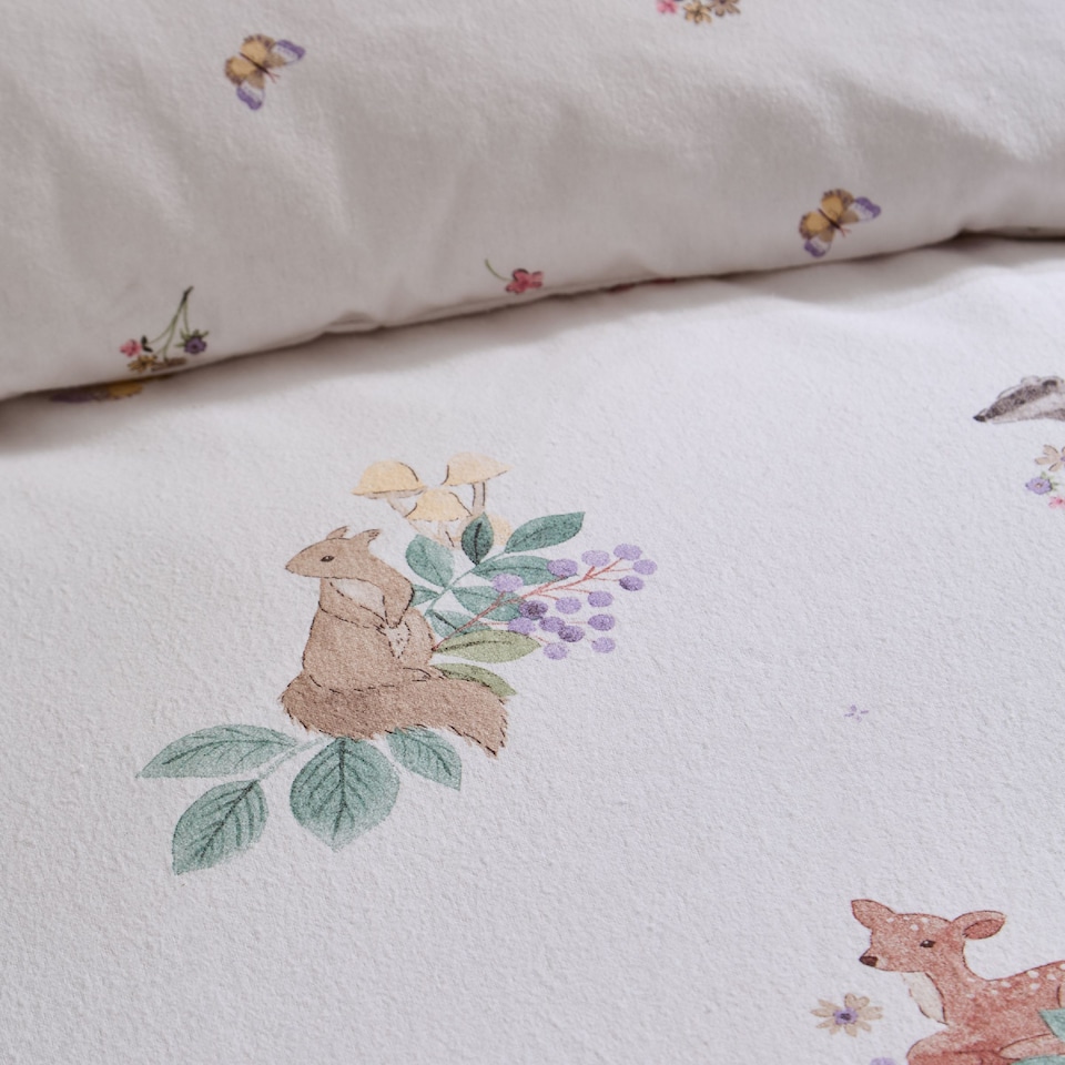 image 1 of Catherine Lansfield Brushed Forest Friends Reversible Duvet Cover Set