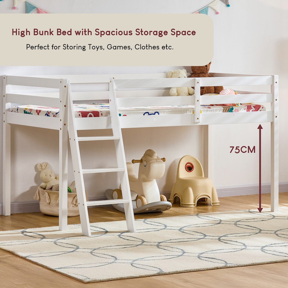 image 1 of Vida Designs Sydney Loft Bunk Bed, 3ft Single Bed - White
