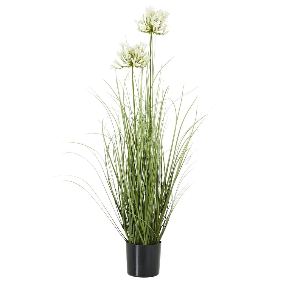 image 1 of Hill Interiors Agapanthus Plant Pot - White/Green - One Size