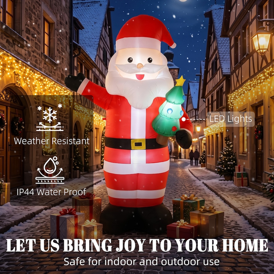 image 1 of Outsunny 8FT Inflatable Christmas Decoration with Bright LED Light, Red