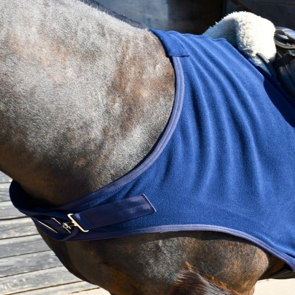 image 1 of Rhinegold Fixed Chest Fleece Ride On Rug Blue | Size: 6ft 9
Colour: Navy