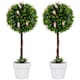 image 6 of HOMCOM Set of 2 Potted Artificial Plants Ball Tree with Flowers, Pink