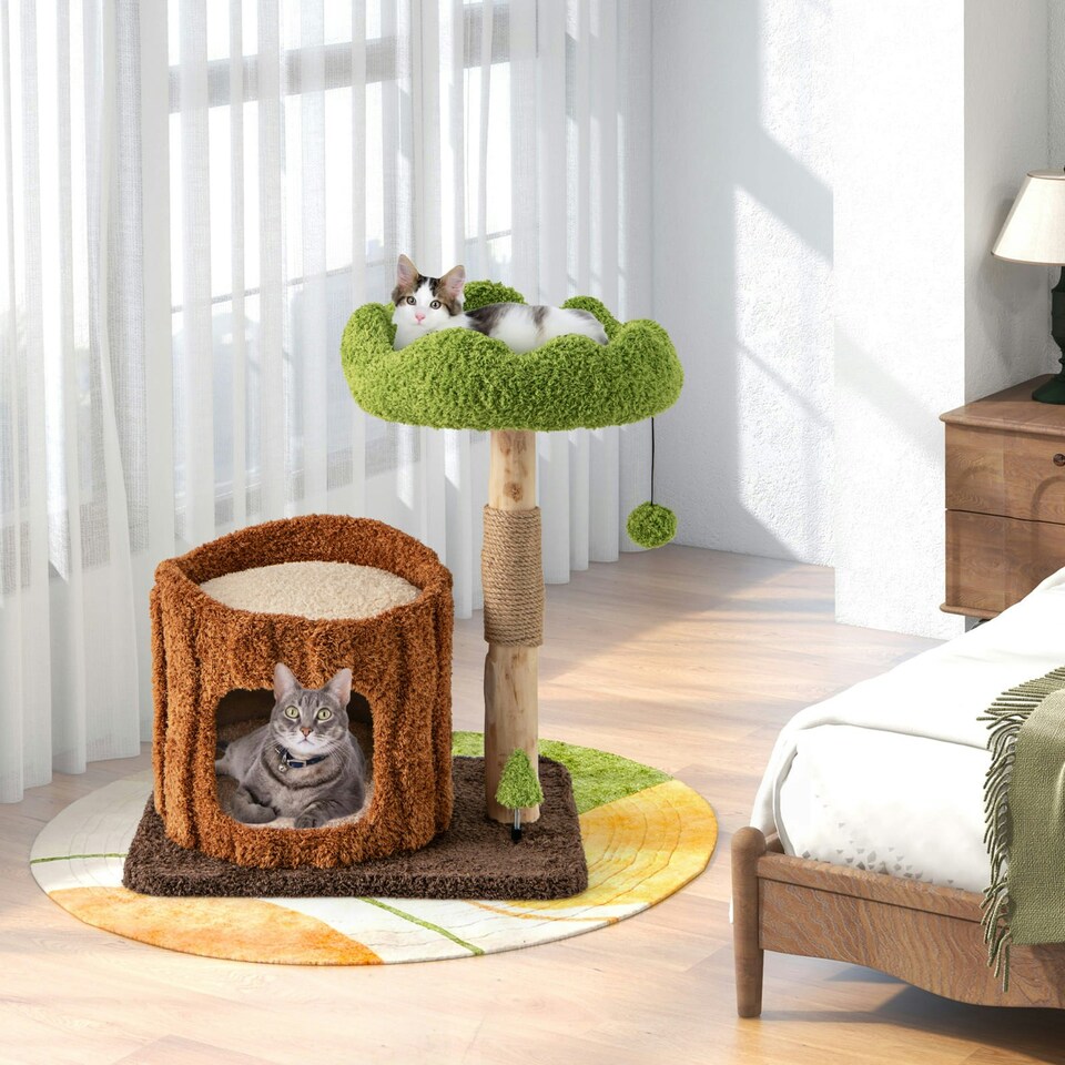 image 1 of COSTWAY Morden Cat Tree Cat Tower w/Scratching Posts