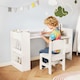 image 4 of COSTWAY Kids Art Table & Chair Set Toddler Desk White