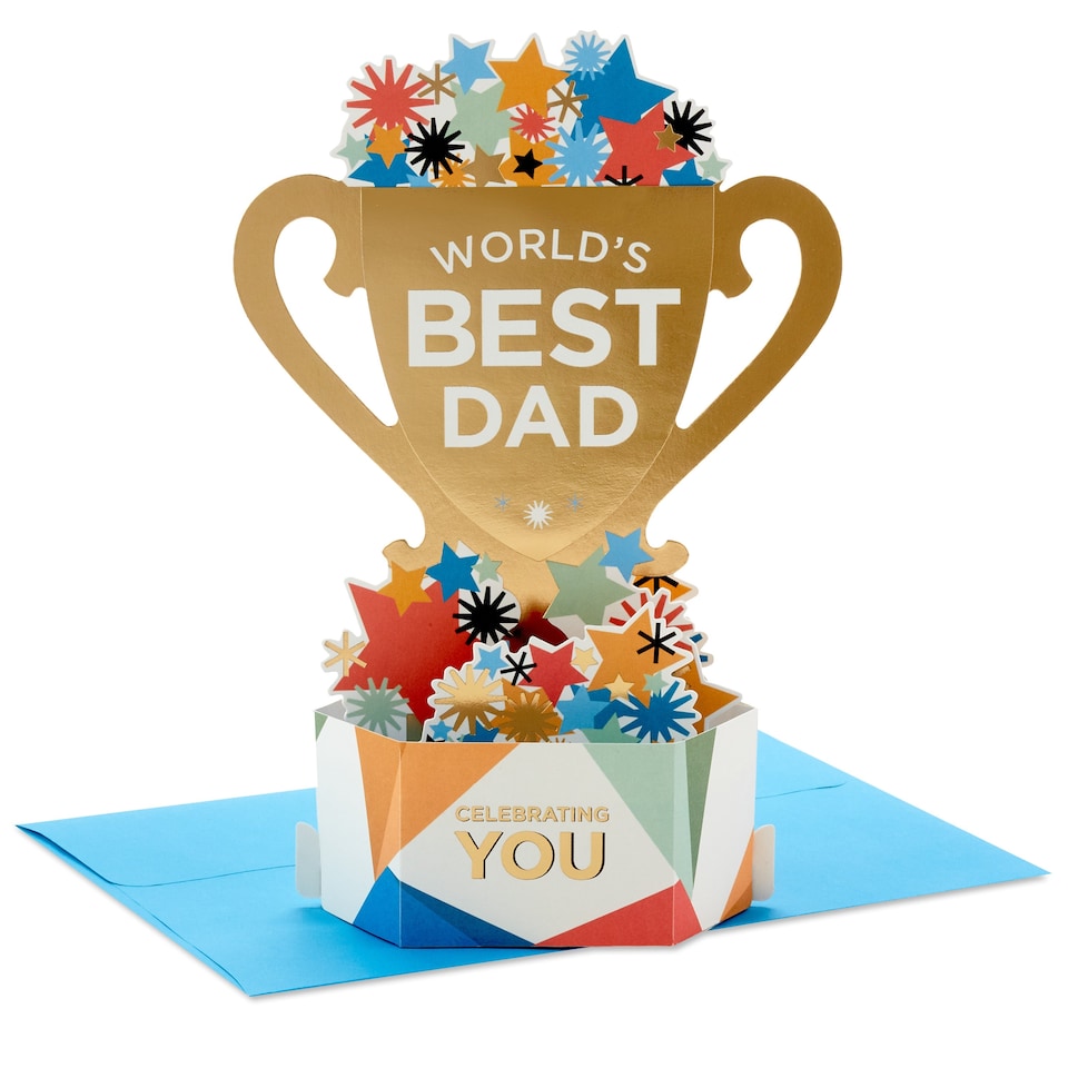 image 1 of Hallmark Father's Day Card For Dad - 3D Pop-Up 'Best Dad' Trophy