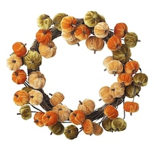 Heaven Sends Halloween Velvet Orange and Green Pumpkin Wreath