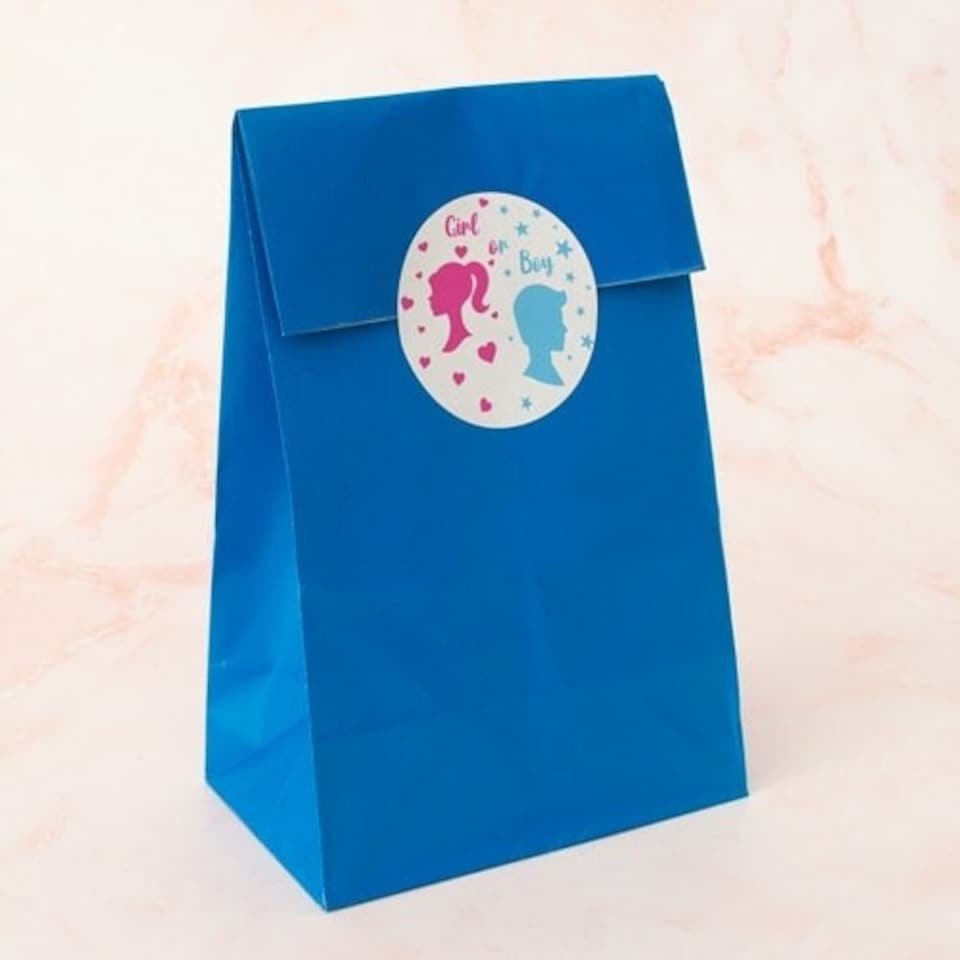 image 1 of Dolls Gender Reveal Round Stickers 60mm - Sheet of 12