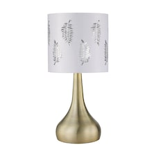 Romana - Antique Brass Touch Table Lamp with White Fern Shade