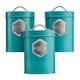 image 1 of Cooks Professional 3-Piece Kitchen Storage Set | Tea Coffee Sugar Cannisters | Teal & Silver