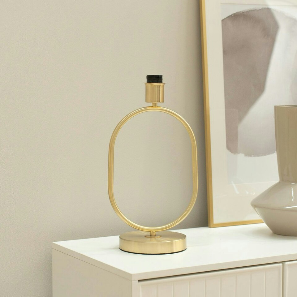 image 1 of ValueLights Antonia Brushed Gold Metal Oval Stem Table Lamp Base Gold