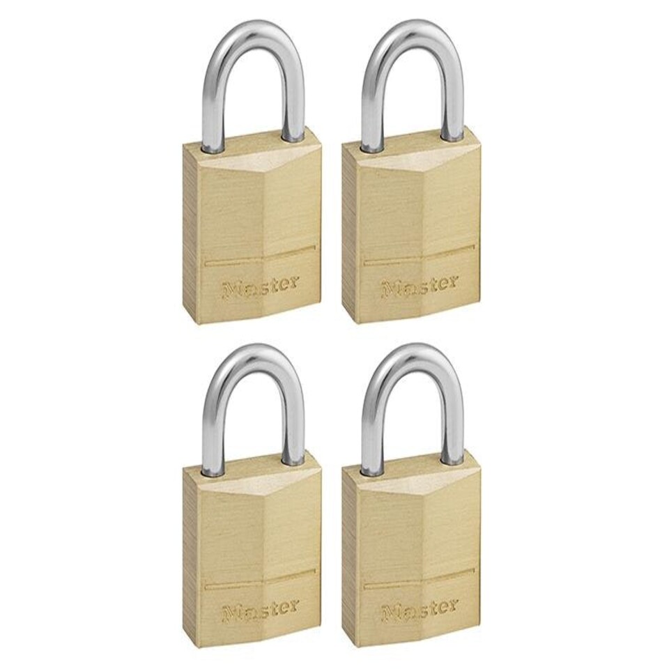 Master Lock Solid Brass 20Mm Padlock 3-Pin - Keyed Alike X 4 | Multi
