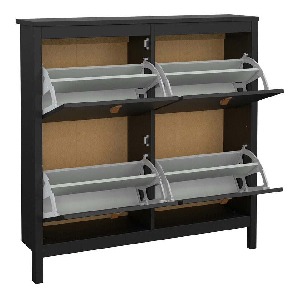 image 1 of Barcelona Shoe Cabinet 4 Flip Down Doors in Matt Black